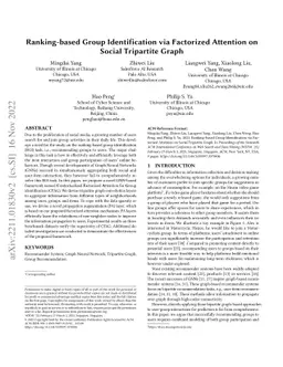 Ranking-based Group Identification via Factorized Attention on Social
  Tripartite Graph