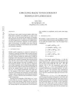Circling Back to Recurrent Models of Language
