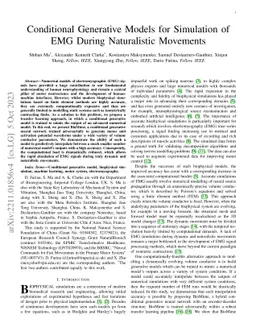 Conditional Generative Models for Simulation of EMG During Naturalistic
  Movements
