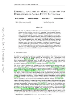 Empirical Analysis of Model Selection for Heterogeneous Causal Effect
  Estimation