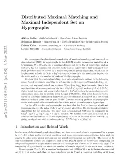 Distributed Maximal Matching and Maximal Independent Set on Hypergraphs
