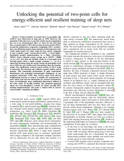 Unlocking the potential of two-point cells for energy-efficient and
  resilient training of deep nets