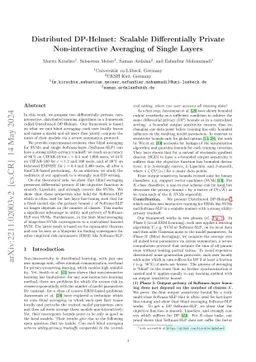 Distributed DP-Helmet: Scalable Differentially Private Non-interactive
  Averaging of Single Layers