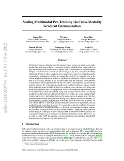 Scaling Multimodal Pre-Training via Cross-Modality Gradient
  Harmonization