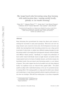 Sky-image-based solar forecasting using deep learning with
  multi-location data: training models locally, globally or via transfer
  learning?