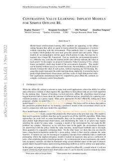 Contrastive Value Learning: Implicit Models for Simple Offline RL