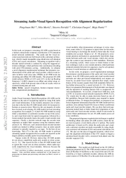 Streaming Audio-Visual Speech Recognition with Alignment Regularization