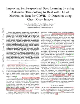 Improving Semi-supervised Deep Learning by using Automatic Thresholding
  to Deal with Out of Distribution Data for COVID-19 Detection using Chest
  X-ray Images