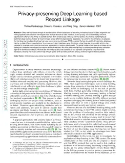 Privacy-preserving Deep Learning based Record Linkage