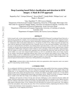 Deep Learning based Defect classification and detection in SEM images: A
  Mask R-CNN approach