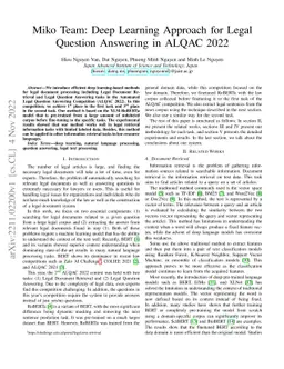 Miko Team: Deep Learning Approach for Legal Question Answering in ALQAC
  2022