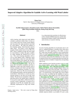 Improved Adaptive Algorithm for Scalable Active Learning with Weak
  Labeler