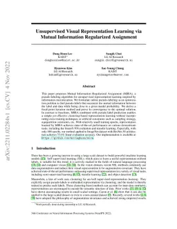 Unsupervised Visual Representation Learning via Mutual Information
  Regularized Assignment