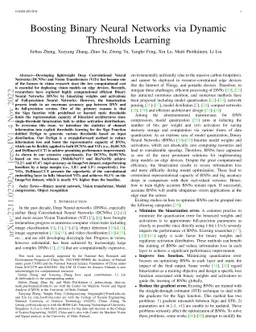 Boosting Binary Neural Networks via Dynamic Thresholds Learning