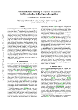 Minimum Latency Training of Sequence Transducers for Streaming
  End-to-End Speech Recognition