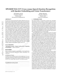 SPEAKER VGG CCT: Cross-corpus Speech Emotion Recognition with Speaker
  Embedding and Vision Transformers