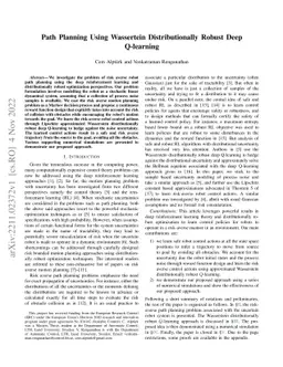 Path Planning Using Wassertein Distributionally Robust Deep Q-learning