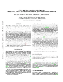 Analysing Diffusion-based Generative Approaches versus Discriminative
  Approaches for Speech Restoration
