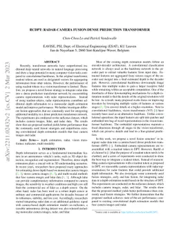 RCDPT: Radar-Camera fusion Dense Prediction Transformer