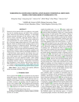 NoreSpeech: Knowledge Distillation based Conditional Diffusion Model for
  Noise-robust Expressive TTS
