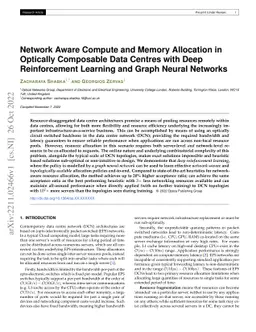 Network Aware Compute and Memory Allocation in Optically Composable Data
  Centres with Deep Reinforcement Learning and Graph Neural Networks