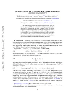 Optimal parameter estimation for linear SPDEs from multiple measurements