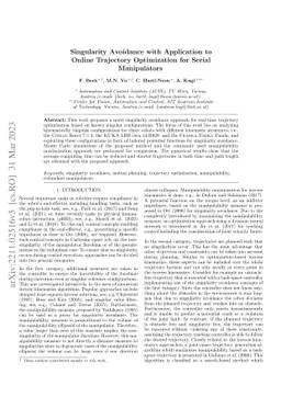 Singularity Avoidance with Application to Online Trajectory Optimization
  for Serial Manipulators