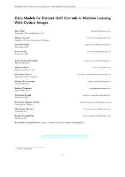 Data Models for Dataset Drift Controls in Machine Learning With Optical
  Images