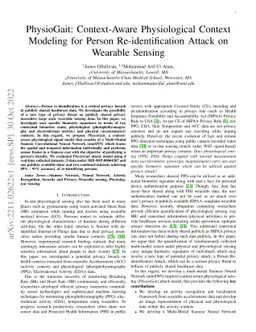 PhysioGait: Context-Aware Physiological Context Modeling for Person
  Re-identification Attack on Wearable Sensing