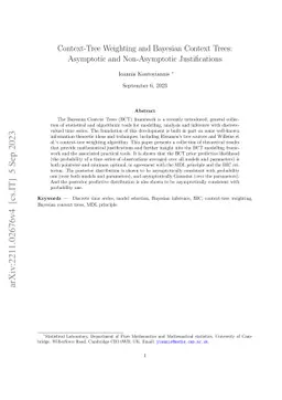 Context-tree weighting and Bayesian Context Trees: Asymptotic and
  non-asymptotic justifications