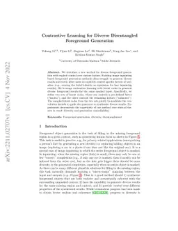 Contrastive Learning for Diverse Disentangled Foreground Generation