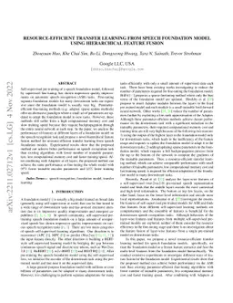 Resource-Efficient Transfer Learning From Speech Foundation Model Using
  Hierarchical Feature Fusion