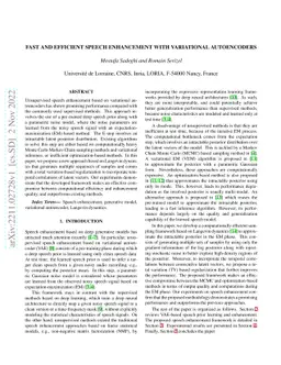 Fast and efficient speech enhancement with variational autoencoders