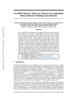 GLOBEM Dataset: Multi-Year Datasets for Longitudinal Human Behavior
  Modeling Generalization