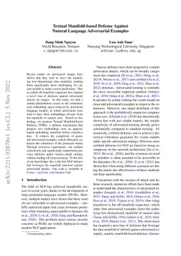 Textual Manifold-based Defense Against Natural Language Adversarial
  Examples