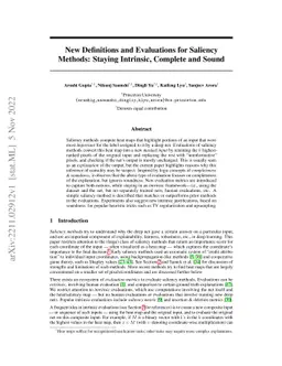 New Definitions and Evaluations for Saliency Methods: Staying Intrinsic,
  Complete and Sound