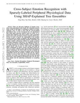 Cross-Subject Emotion Recognition with Sparsely-Labeled Peripheral
  Physiological Data Using SHAP-Explained Tree Ensembles
