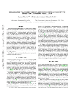 Breaking the trade-off in personalized speech enhancement with
  cross-task knowledge distillation