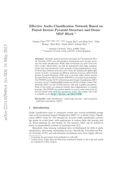 Effective Audio Classification Network Based on Paired Inverse Pyramid
  Structure and Dense MLP Block