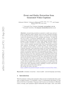 Event and Entity Extraction from Generated Video Captions