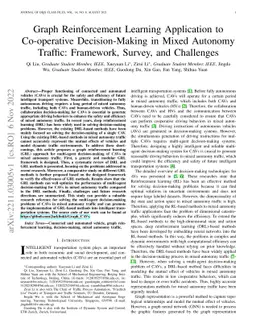 Graph Reinforcement Learning Application to Co-operative Decision-Making
  in Mixed Autonomy Traffic: Framework, Survey, and Challenges