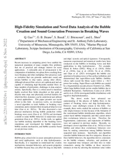 High-Fidelity Simulation and Novel Data Analysis of the Bubble Creation
  and Sound Generation Processes in Breaking Waves