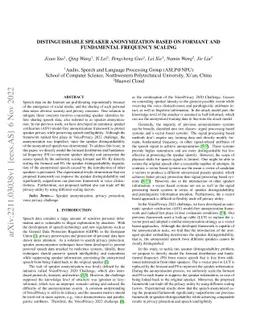 Distinguishable Speaker Anonymization based on Formant and Fundamental
  Frequency Scaling