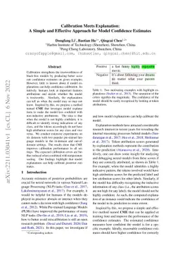 Calibration Meets Explanation: A Simple and Effective Approach for Model
  Confidence Estimates
