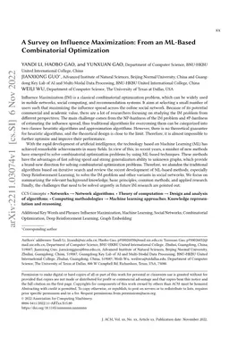 A Survey on Influence Maximization: From an ML-Based Combinatorial
  Optimization