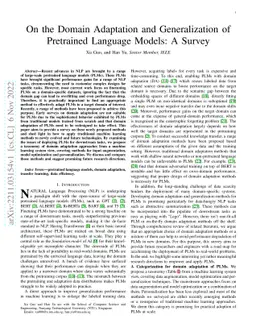 On the Domain Adaptation and Generalization of Pretrained Language
  Models: A Survey