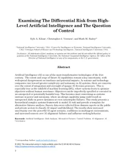 Examining the Differential Risk from High-level Artificial Intelligence
  and the Question of Control