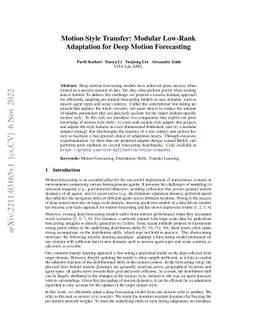 Motion Style Transfer: Modular Low-Rank Adaptation for Deep Motion
  Forecasting