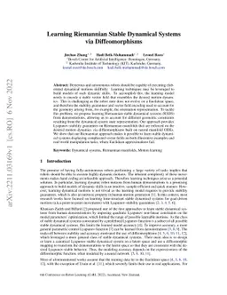Learning Riemannian Stable Dynamical Systems via Diffeomorphisms