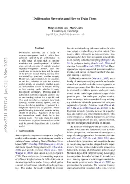 Deliberation Networks and How to Train Them